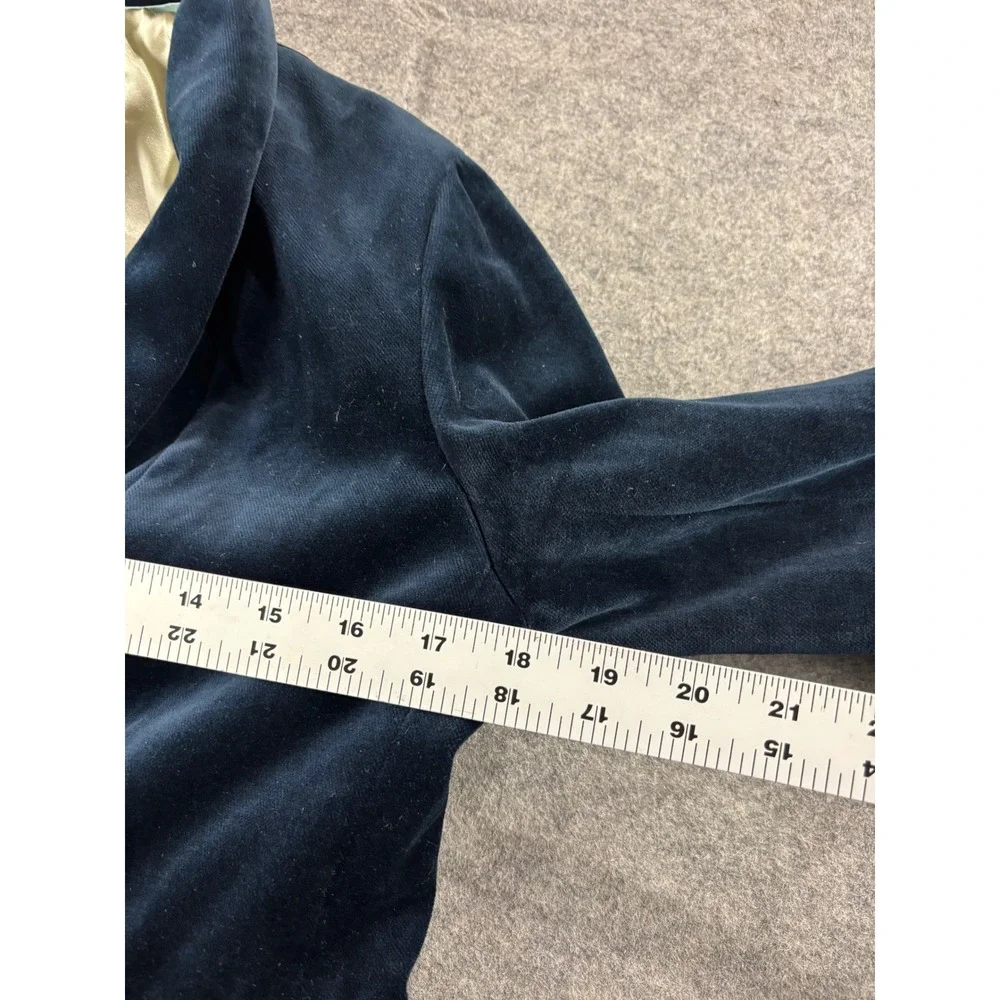 J.Crew Navy Blue Cotton Velvet Peplum Blazer Jacket Size 8T Preppy Academia Goth